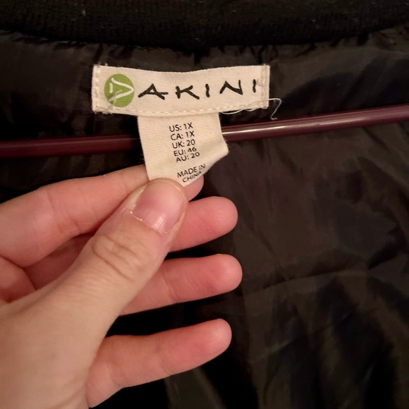 Dakini Quilted Mixed Media Jacket Womens 1X Hooded Full Zip Snap Black - Picture 4 of 7